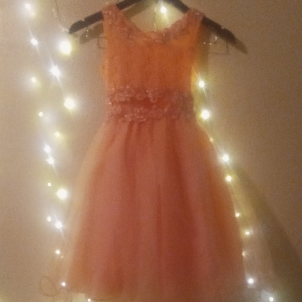 Elegant Orange Sleeveless Dress